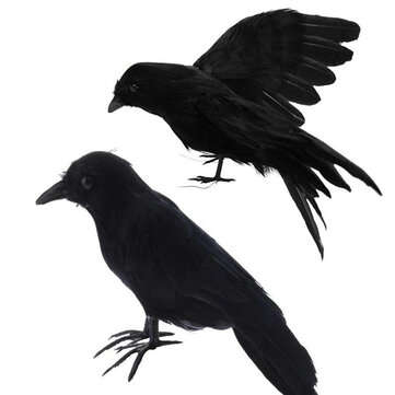 1pcs Halloween Black Crows Birds Decor Artificial Realistic Woodland Hlloween Decorations for Garden