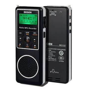 Degen DE1127 Portable AM/FM/SW Digital Radio With 4GB MP3 Player Voice Recorder E-book Reader