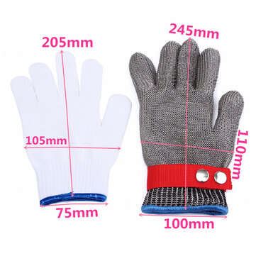 Safety Cut Stab Resistant Stainless Steel Metal Mesh Gloves Grade 5