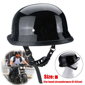 Motorcycle German Style Half Face Helmet Motocross Bike Bright Black M/L/XL (SIZE: M)