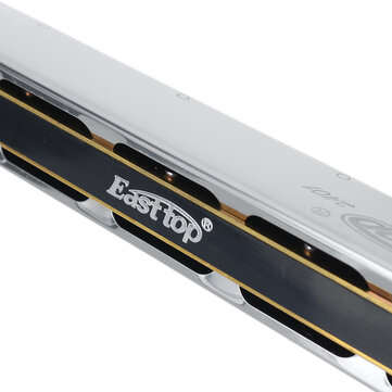 EASTTOP T2401 Polyphonic Harmonica Silver 24-hole C-tone Monophonic High Cost-effective Harmonica Su