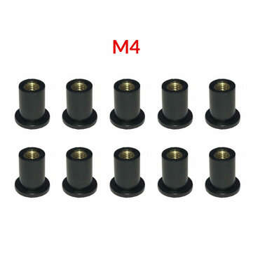 10PCS M5/M4/M6 Motorcycles Windshield Windscreen Bolts Kit Metric Rubber Well Nuts (TYPE: M4)