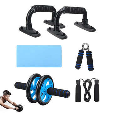 5 In 1 AB Roller Kit Knee Pad Push Up Bars Grips Strength Jump Rope Abdominal Core Training Fitness