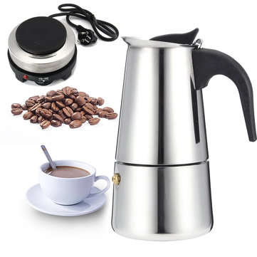 Espresso Moka Coffee Maker Pot Percolator Stainless Steel Electric Stove Electric C... (TYPE: B5PCS)