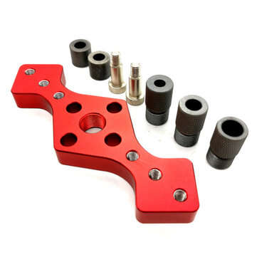 6/8/10mm Vertical Pocket Hole Jig Woodworking Dowel Drill Guide Self Centering 3-Hol... (COLOR: RED)