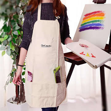 Cotton Linen Material Painting Apron Oil Painting Apron Adult Painting Waterproof and Antifouling Ov