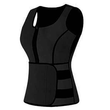 Women Adjustable Sauna Slimming Sweat Belt Vest Waist Body Shaper Tank ... (SIZE: XL | COLOR: BLACK)