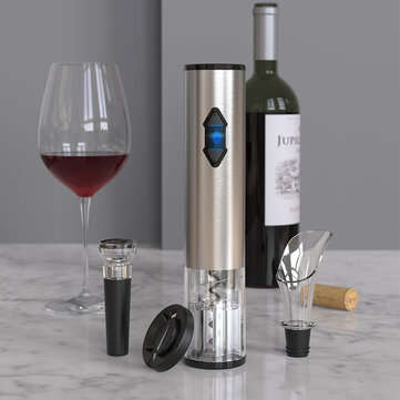 Electric Vino Bottle Opener Set Stainless Steel Automatic Corkscrew Opener Puller Kit With Foil Cutt