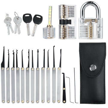15Pcs/24Pcs Lock Unlocking Picking Tool Set With 3 Transparent Practice T... (TYPE: 15PCSWITH3LOCKS)