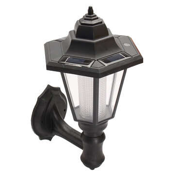 Outdoor Solar Powered Hexagon Shape Wall-Mount LED Lantern Light Garden Lawn Waterproof Wall Lamp