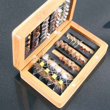 VintagE Classic Bamboo Fly Fishing Flies Pocket Box