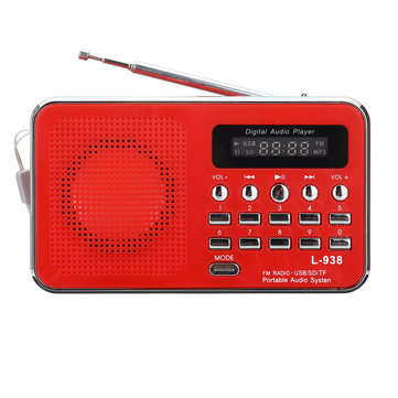 Portable FM 87.5-108MHZ 4.2V 4 Radio TF SD Card AUX Loop Play Speaker MP3 Music P... (COLOR.: RED)