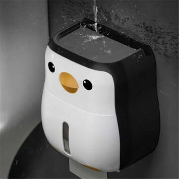 Portable Toilet Paper Holder Penguin Tissue Box Wall Mounted Roll Paper Bathroom Waterproof Storage