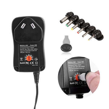 3V-12V Adjustable 12W/30W Universal Power Supply Adapter Converter with Multiple DC ... (POWER: 30W)