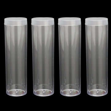 10Pcs/Set 25mm Round Clear Plastic Coin Tube Coin Holder Container for Quarter Dollar Storage Tube S