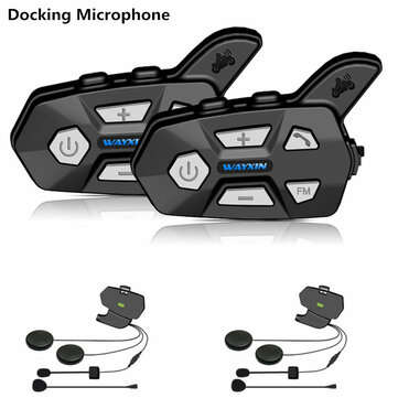 WAYXIN R5 2pcs bluetooth Intercom 2 Rider FM Motorcycle bluetooth Helmet Intercom 1000M... (TYPE: 2)