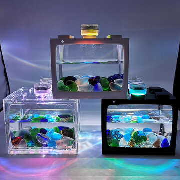Mini Tropical  Fish Aquarium Desktop Creative Ecological Tank Micro Landscape Fish Tank... (TYPE: F)