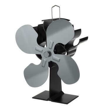 IPRee 4 Blade Fireplace Fan Self-Powered Wood Stove Fan Burner Stove Fan for Hom... (COLOR.: GREY)