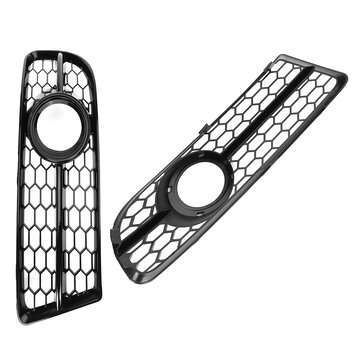 Glossy Black Honeycomb Fog Light Grille Cover For Audi A4 B7 S-Line S4 2005-2008