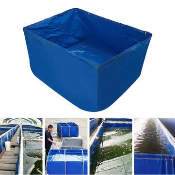 40"/60" Foldable Blue Pool PVC Coated Fish Tank Movable Waterproof Anti-UV Fish Tank Ca... (SIZE: M)