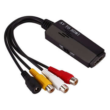 GRWIBEOU HD 1080P AV to HDMI Converter Adapter Composite Audio and Video CVBS to HDMI Converter Box