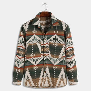 YOINS Men Autumn Casual Chic All Over Print Long Sleeve Shirt Fashion ... (SIZE: 2XL | COLOR: GREEN)