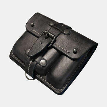 Men Genuine Leather 4 Card Case Penknife Belt Bag Hip Bum Bag Utility Travel Belt ... (COLOR: BLACK)