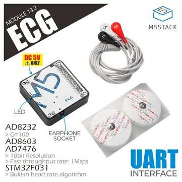 M5Stack ECG Heart Rate Monitor Electrocardiogramunit Detect Heart Rate and Output Cardiogram Signa