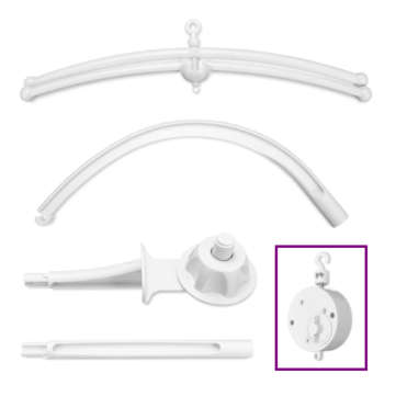 Baby Crib Mobile Bed Bell Toy Holder Arm Bracket + Clockwork Movement Music