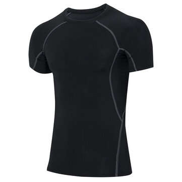 YUERLIAN Men`s Compression Tops Simple Gym Tight Fitness Training Elast... (SIZE: XL | COLOR: BLACK)