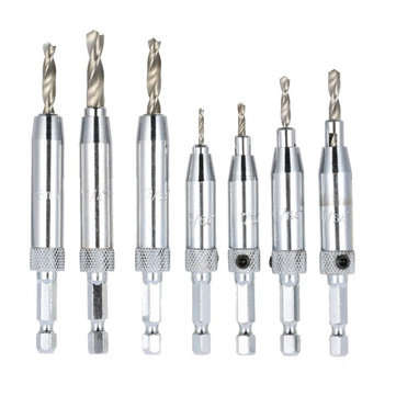 7pcs HSS Hex Shank Self Centering Door Lock Hinge Drill Bit Pilot Hole Tool Set