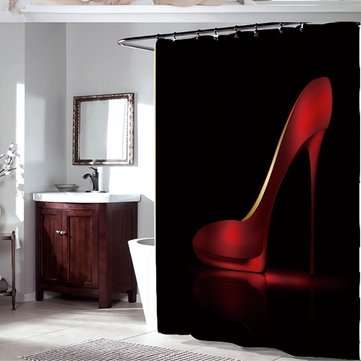 High Red Heels Black Waterproof Bathroom Shower Curtain Liner Polyester Fabric Bathroom Curtain & 12