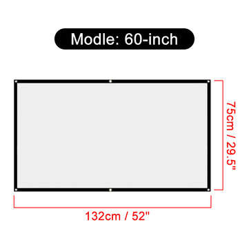 16:9 Projector Screen HD Foldable Projection Screen Cloth for Home Office Theater ... (SIZE: 60INCH)