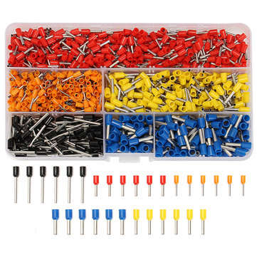 Excellway CT05 1020Pcs Wire Copper Crimp Connector Insulated Cord Pin End Terminals