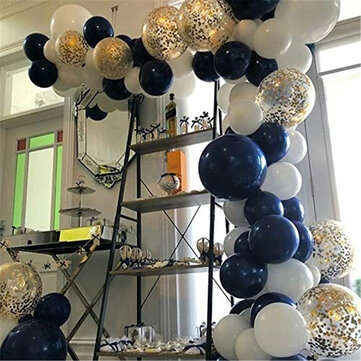 61Pcs Navy Theme Party Balloon Set Arch Latex Balloon with Gold Confetti Set for Kids Baby Shower Bi