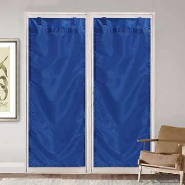 66x173cm French Door Window Curtain Shading Curtain Folding Pure Color Curtain ... (COLOR: DARKBLUE)