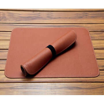 IPRee Leather Table Mat Waterproof Oil-proof Non-slip Picnic Desk Mat... (SIZE.: S | COLOR: BROWN)