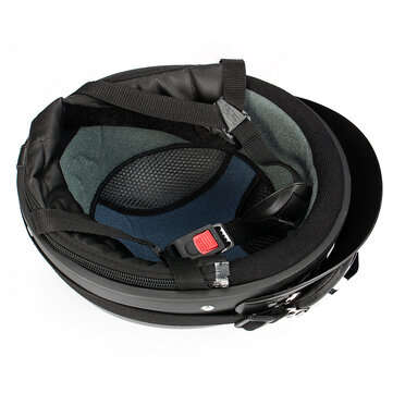 Retro Matt Black Motorcycle Half Face Helmet Biker Scooter With Sun Visor UV Goggles Cafe Racer