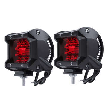 Pair Red 4Inch Tri Row 60W 20 LED Work Light Bar Flood Spot Combo Lamp for Car Offroad SUV