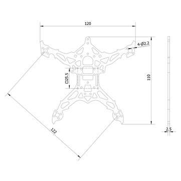 GEELANG Titan 120X DJI Toothpick Part 3K Carbon Fiber 2.5mm Frame Bottom Plate for FPV Racing Drone