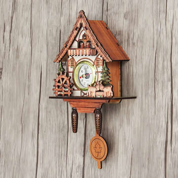 Vintage Cuckoo Wooden Wall Hanging Swing Clock Alarm Number Sheep Kid Home Decor