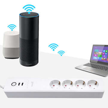 XENON WiFi Smart Power Strip 16A Multiple Outlet Extension Cord with 2 * USB Ports / 4 * AC Outlets