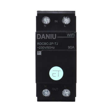 DANIU TUYA APP 2P 90A Smart WIFI Circuit Breaker Voltage Energy Power kWh Meter Time Timer Relay Swi