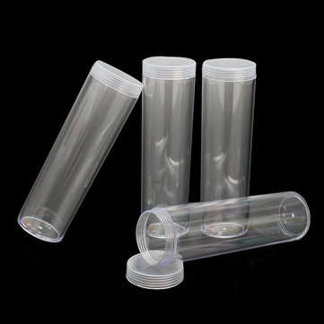 10Pcs/Set 25mm Round Clear Plastic Coin Tube Coin Holder Container for Quarter Dollar Storage Tube S