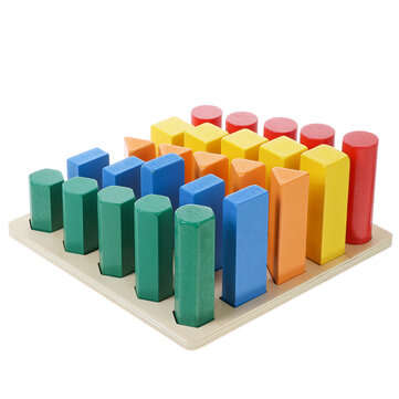 Kids Wooden Geometric Toys Shape Color Cognition Hand Eye Coordination Training Early Educational Pu