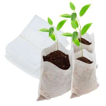 100Pcs Seedling Raising Nursery Bags Plants Grow Pouch Fiber Nursery Pots Garden