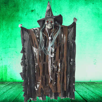 Halloween Hanging Ghost Witch Voice Red Light Eyes Party Decoration Toys Supplies