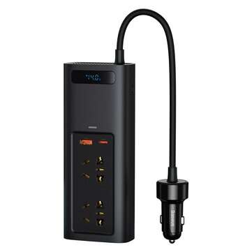 Baseus 150W Peak Car Inverter 12V DC to 220V AC Auto Power Inversor Dual AC USB Ty... (COLOR: BLACK)