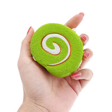 Cake Squishy Swiss Roll 7cm Slow Rising Funny Gift Collection With Packaging (COLOR.: GREEN)