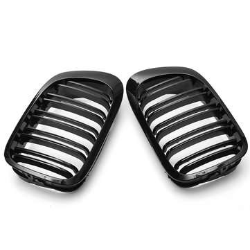 Car Front Right & Left Gloss Black Frontgrills For BMW E46 1998-2001